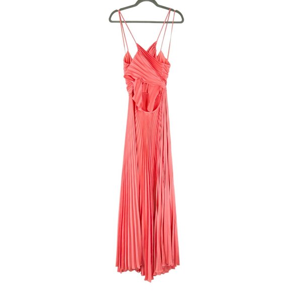 NWT A.L.C. Aries Pleated Satin Maxi Dress in Maillot - Picture 4 of 10